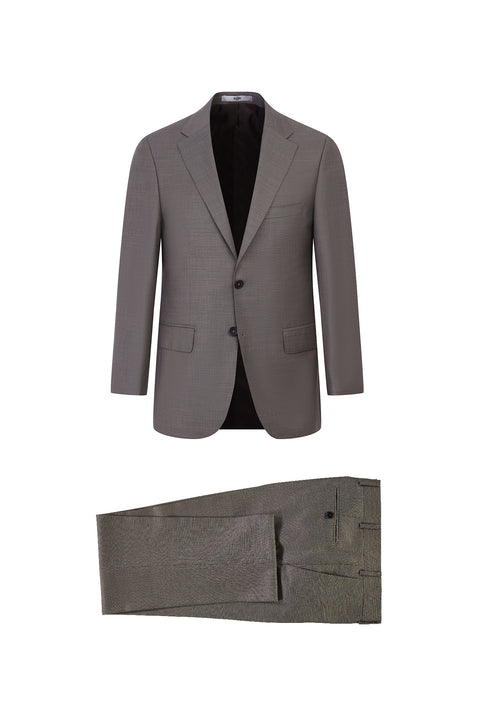 Açık Kahve  4 Drop Relaxed Fit Rahat Kesim Yünlü Takım Elbise