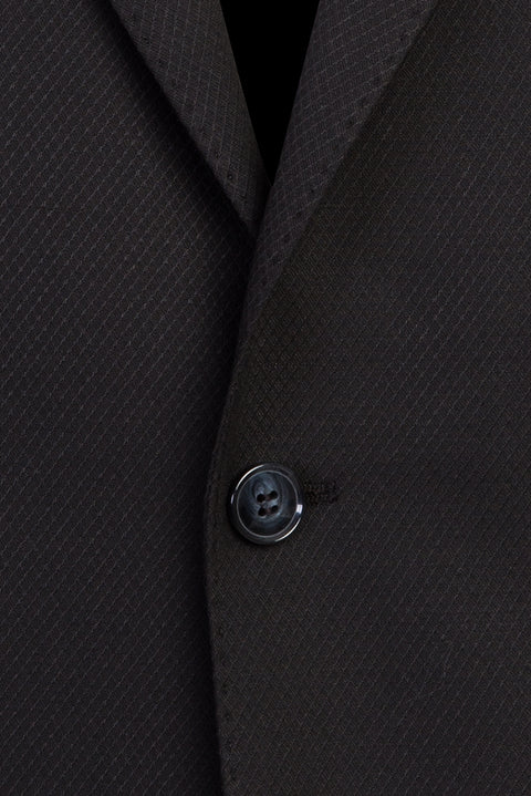 Black 4-Drop Relaxed Fit Wool Suit