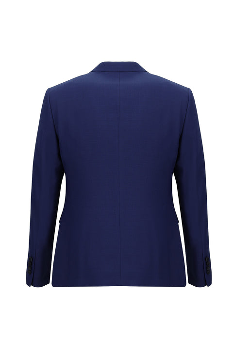 Orta Lacivert 7 Drop Slim Fit Dar Kesim Yünlü Mono Yaka Yelekli Smokin & Damatlık