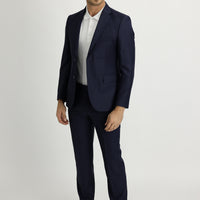 Medium Navy 6 Drop Regular Fit Standard Cut Patterned Suit