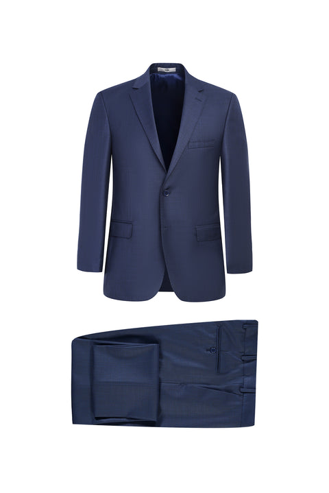 Orta Petrol 7 Drop Slim Fit Dar Kesim Desenli Takım Elbise