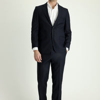 Black 4-Drop Relaxed Fit Patterned Suit