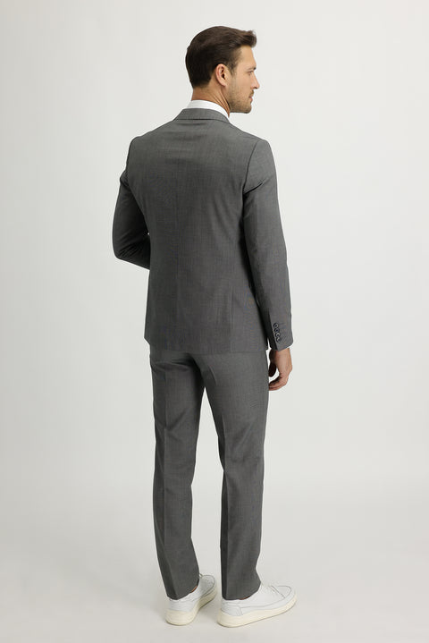 Medium Grey Melange 4 Drop Relaxed Fit Patterned Suit