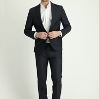 Koyu Füme Slim Fit Dar Kesim Desenli Takım Elbise