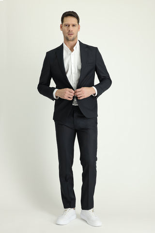  Koyu Füme 7 Drop Slim Fit Dar Kesim Desenli Takım Elbise