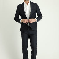 Dark Gray 4-Drop Relaxed Fit Patterned Suit