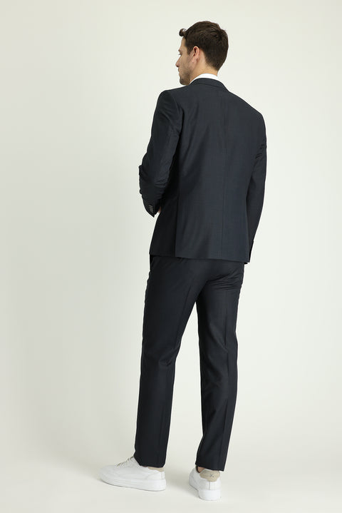 Dark Gray 4-Drop Relaxed Fit Patterned Suit