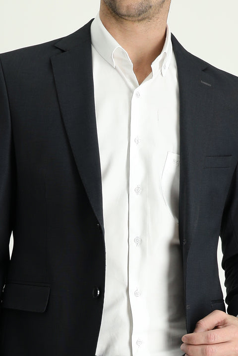 Dark Gray 4-Drop Relaxed Fit Patterned Suit