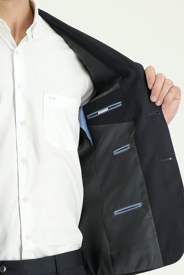 Koyu Füme Slim Fit Dar Kesim Desenli Takım Elbise