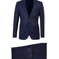 Koyu Lacivert Slim Fit Dar Kesim Desenli Takım Elbise