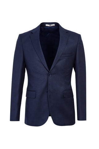  Koyu Lacivert 7 Drop Slim Fit Dar Kesim Desenli Takım Elbise