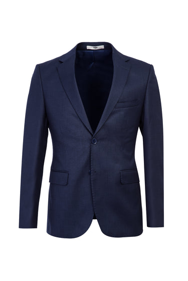 Koyu Lacivert Slim Fit Dar Kesim Desenli Takım Elbise