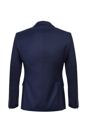 Koyu Lacivert Slim Fit Dar Kesim Desenli Takım Elbise