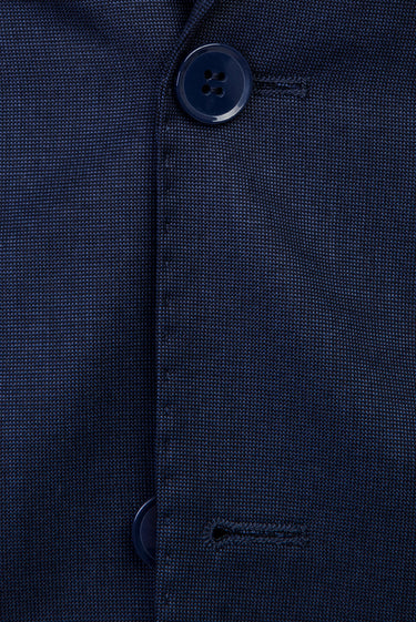 Koyu Lacivert Slim Fit Dar Kesim Desenli Takım Elbise