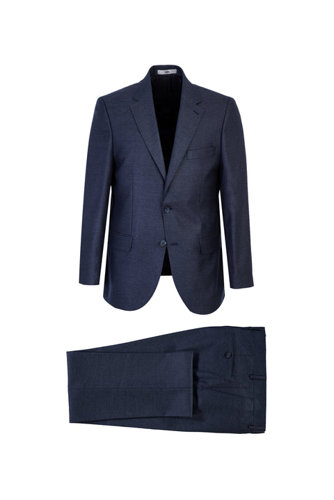 Koyu Lacivert 4 Drop Relaxed Fit Rahat Kesim Kuşgözü Takım Elbise