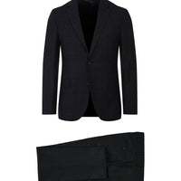 Koyu Mavi  Relaxed Fit Rahat Kesim Desenli Takım Elbise