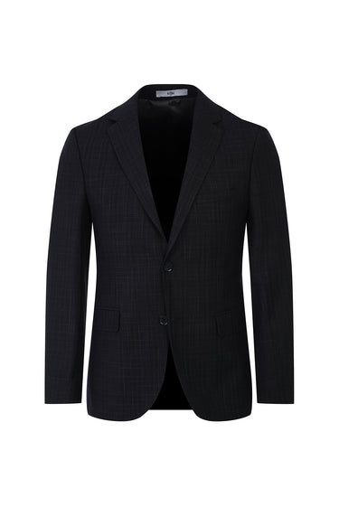 Koyu Mavi  Relaxed Fit Rahat Kesim Desenli Takım Elbise