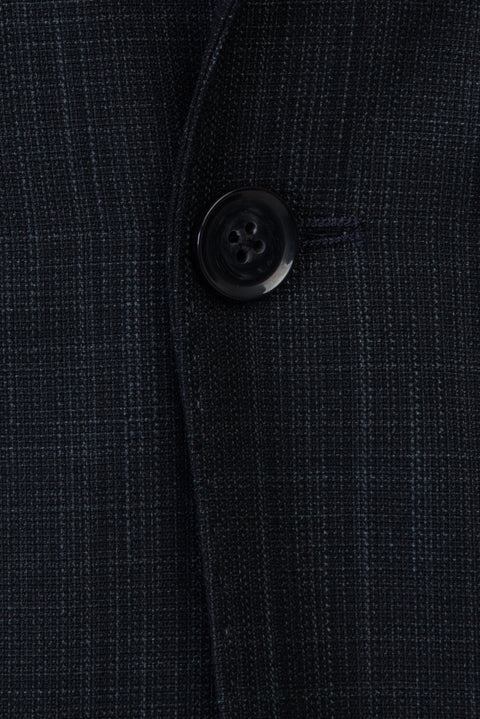 Koyu Mavi  4 Drop Relaxed Fit Rahat Kesim Desenli Takım Elbise