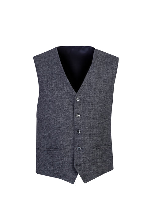 Orta Lacivert 6 Drop Regular Fit Standart Kesim Yelekli Kombinli Kareli Takım Elbise