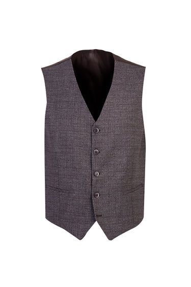 Koyu Kahve Slim Fit Dar Kesim Yelekli Kombinli Keten Takım Elbise