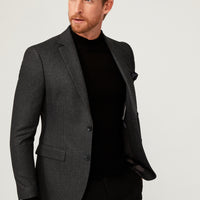 Açık Siyah Slim Fit Dar Kesim Klasik Desenli Ceket