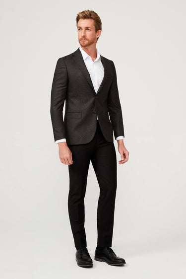 Siyah Regular Fit Klasik Desenli Ceket