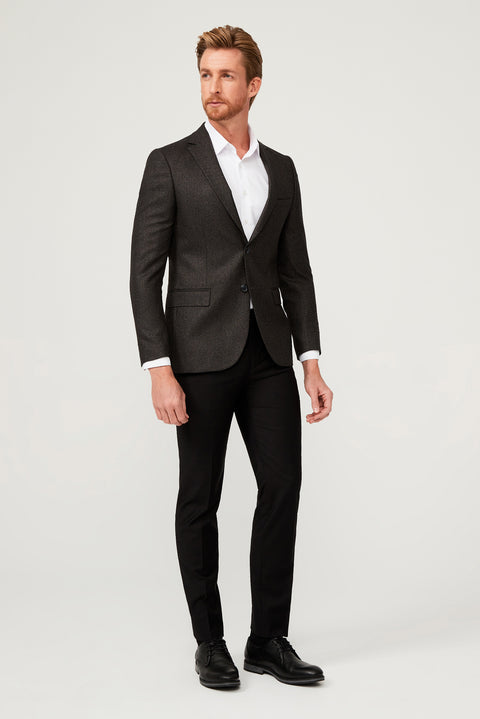 Siyah 6 Drop Regular Fit Standart Kesim Klasik Desenli Ceket