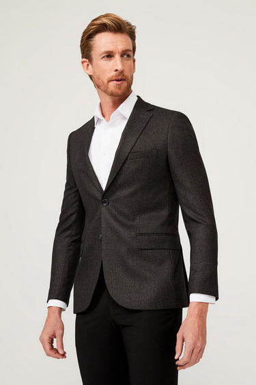 Siyah Regular Fit Klasik Desenli Ceket