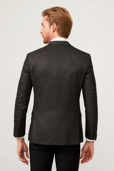 Siyah Regular Fit Klasik Desenli Ceket