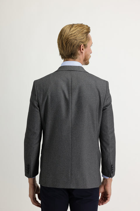 Orta Gri 4 Drop Relaxed Fit Rahat Kesim Klasik Desenli Ceket