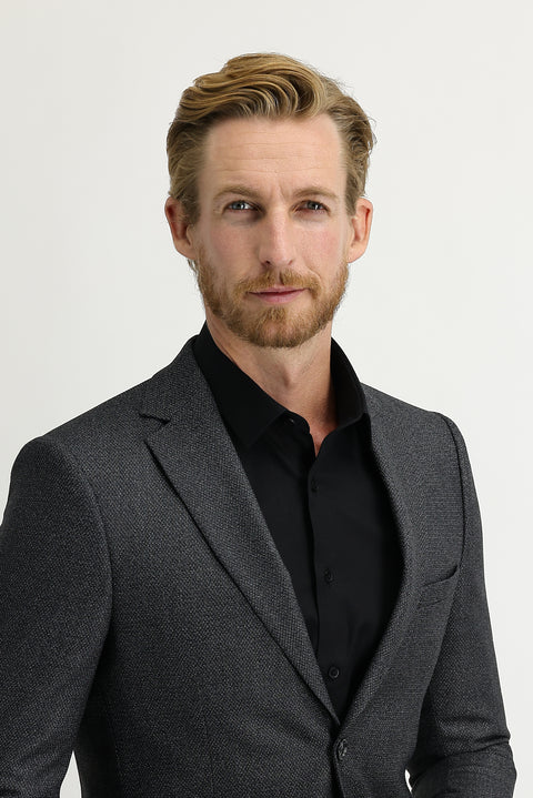 Orta Füme 4 Drop Relaxed Fit Rahat Kesim Klasik Desenli Ceket