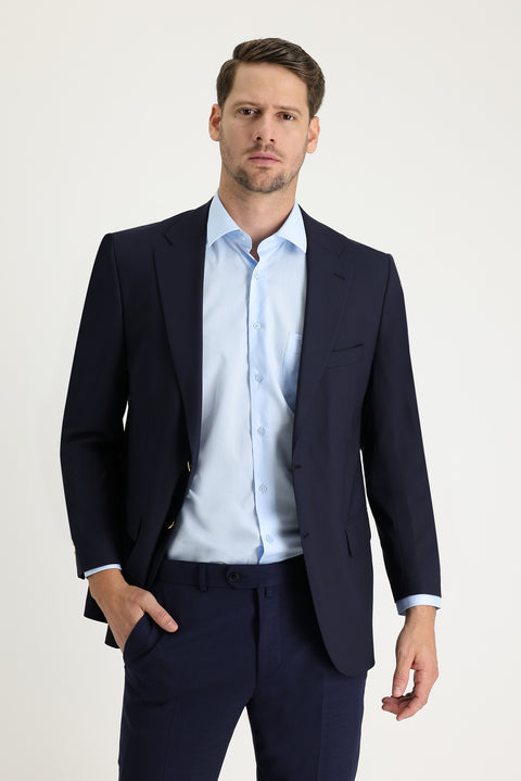 Koyu Lacivert 7 Drop Slim Fit Dar Kesim AK BLAZER CEKET