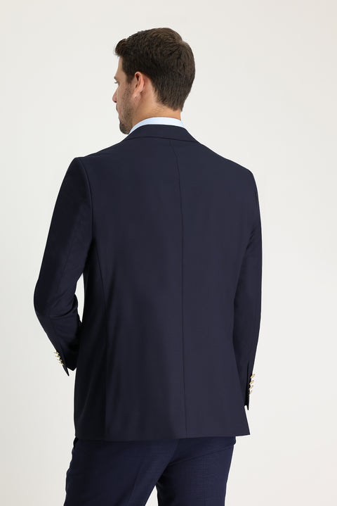 Koyu Lacivert 7 Drop Slim Fit Dar Kesim AK BLAZER CEKET