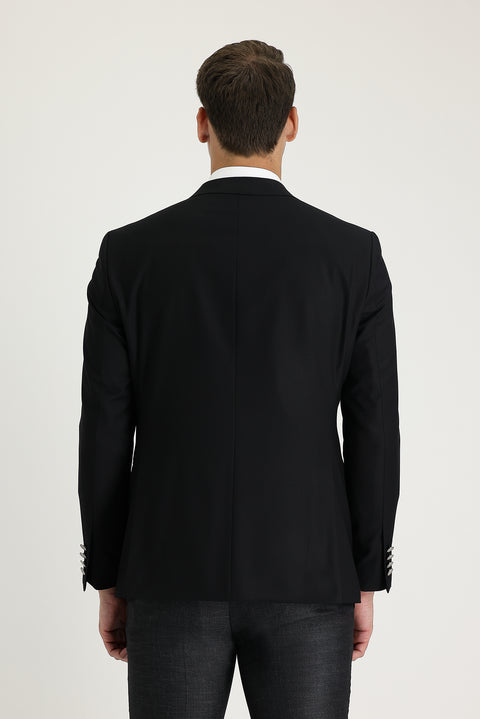 Black 4-Drop Relaxed Fit Casual Cut AK Blazer Jacket