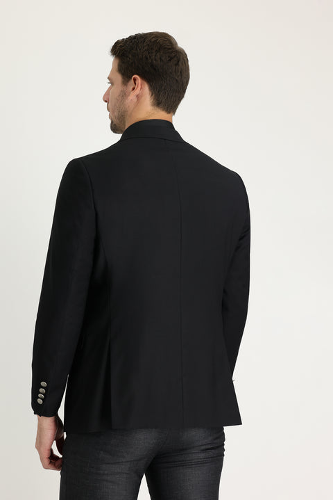 Black 4-Drop Relaxed Fit Casual Cut AK Blazer Jacket