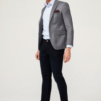 Orta Gri 7 Drop Slim Fit Dar Kesim Balık Sırtı Ceket