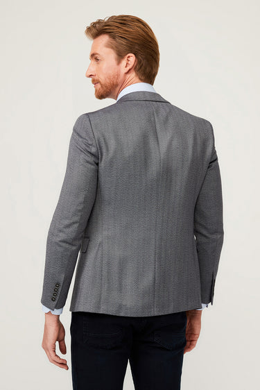 Orta Gri Slim Fit Dar Kesim Balık Sırtı Ceket
