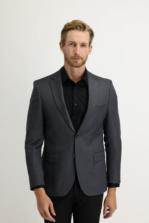Dark Gray 7 Drop Slim Fit Narrow Cut Herringbone Jacket