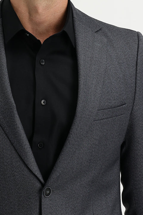 Koyu Füme 7 Drop Slim Fit Dar Kesim Balık Sırtı Ceket