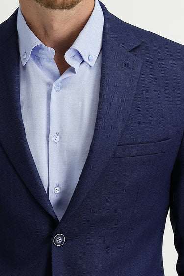 Açık Lacivert Slim Fit Dar Kesim Balık Sırtı Ceket
