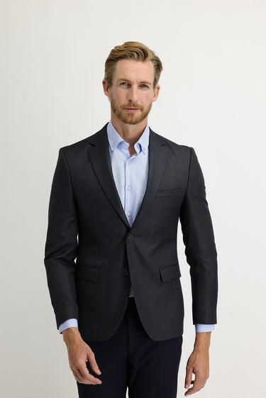 Koyu Antrasit Slim Fit Dar Kesim Balık Sırtı Ceket