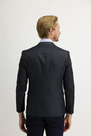  Koyu Antrasit 7 Drop Slim Fit Dar Kesim Balık Sırtı Ceket