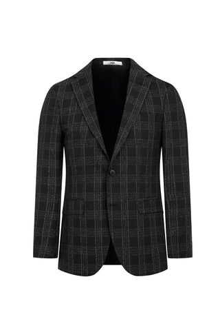  Siyah 4 Drop Relaxed Fit Rahat Kesim Ekose Ceket