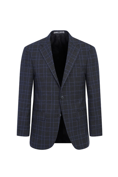 Orta Füme 4 Drop Relaxed Fit Rahat Kesim Ekose Ceket