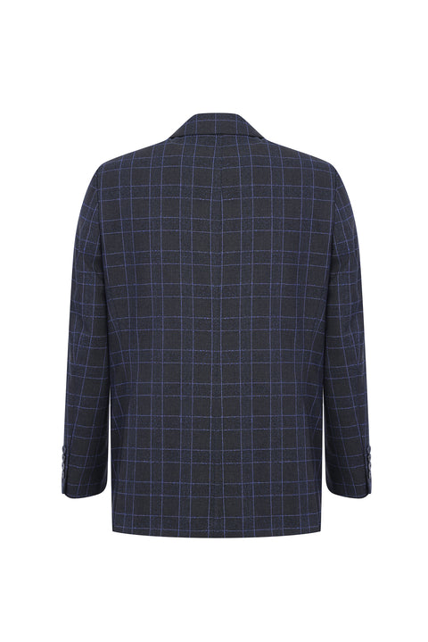 Orta Füme 4 Drop Relaxed Fit Rahat Kesim Ekose Ceket