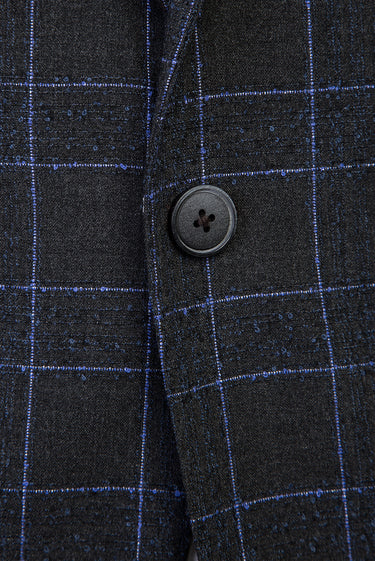 Orta Füme Relaxed Fit Rahat Kesim Ekose Ceket