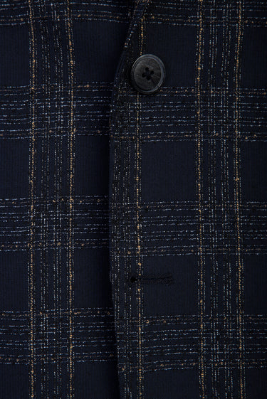 Koyu Lacivert Regular Fit Ekose Ceket