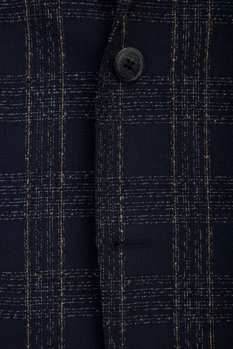 Koyu Lacivert 6 Drop Regular Fit Standart Kesim Ekose Ceket