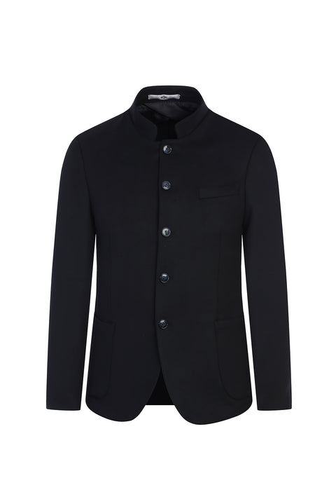 Siyah 7 Drop Slim Fit Dar Kesim Dik Yaka Ceket