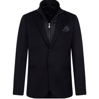 Siyah Slim Fit Dar Kesim Dik Yaka Ceket